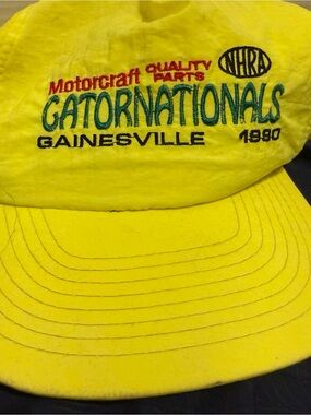Vintage NHRA 1990s GATORNATIONALS Nylon Trucker Hat Neon Snapback Vaporwave Mens